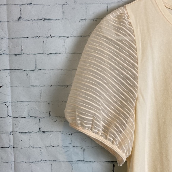 Madewell Striped Sheer Puff Sleeve Knit Shirt Top M Preppy Staple Elevated Basic - Picture 8 of 13